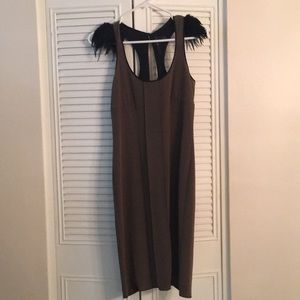 olive green feather cap sleeve JAY GODFREY dress!